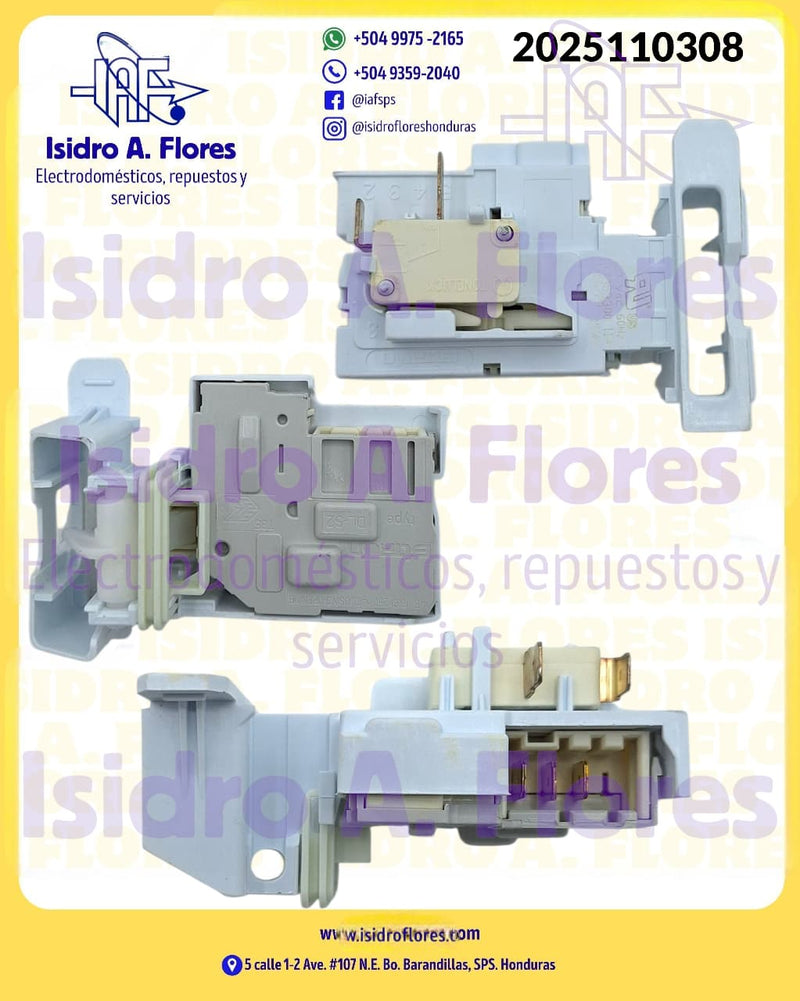 Switch original blocapuerta blanco de lavadora Frigidaire