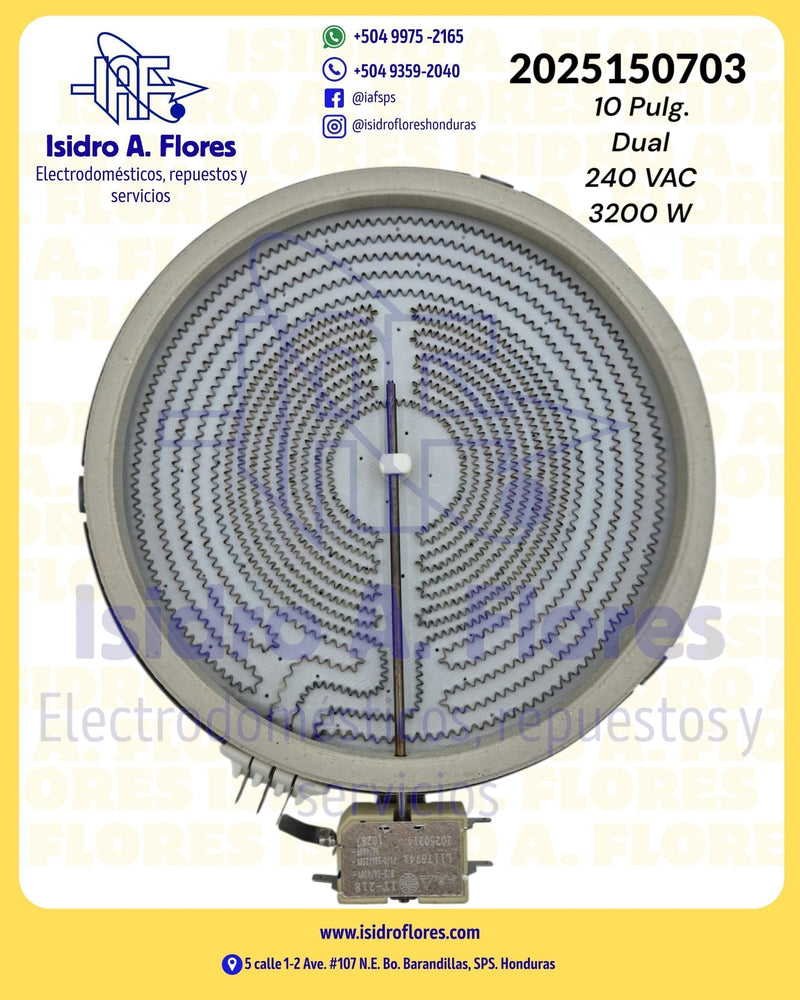 Resitencia de vitróceramica 3 líneas 240V, 3200W DEXT 10" sirve LG