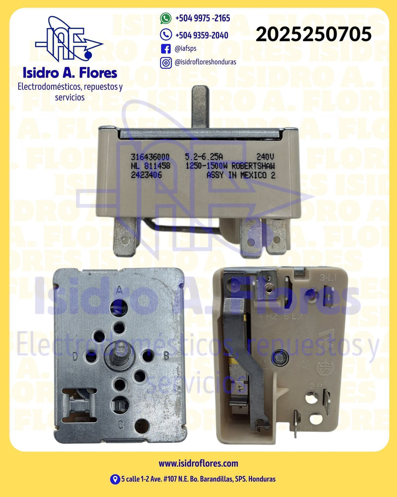 Switch infinito original Frigidaire  5.2-6.25 , 240V