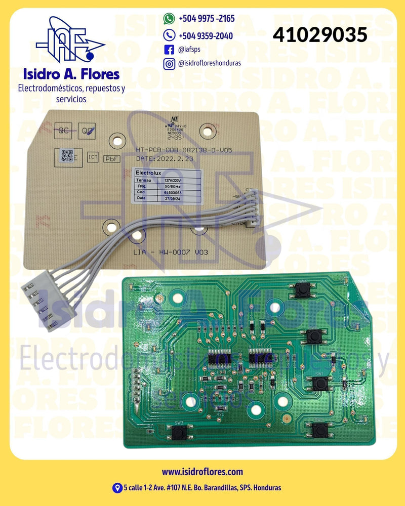 Placa electrónica de interface azul led de lavadora Frigidaire Brasil