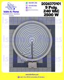 Resistencia genérica de vitrocerámica DEXT 9" , 7/8" 240V 2500W