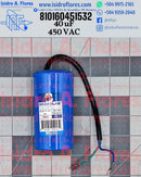 Capacitor de arranque  marca Bravolab 40UF+5% 450V  2 cables