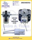 Motor evaporador eje delgado 8w  CCWSE 3000 RPM 15A   Appli Part