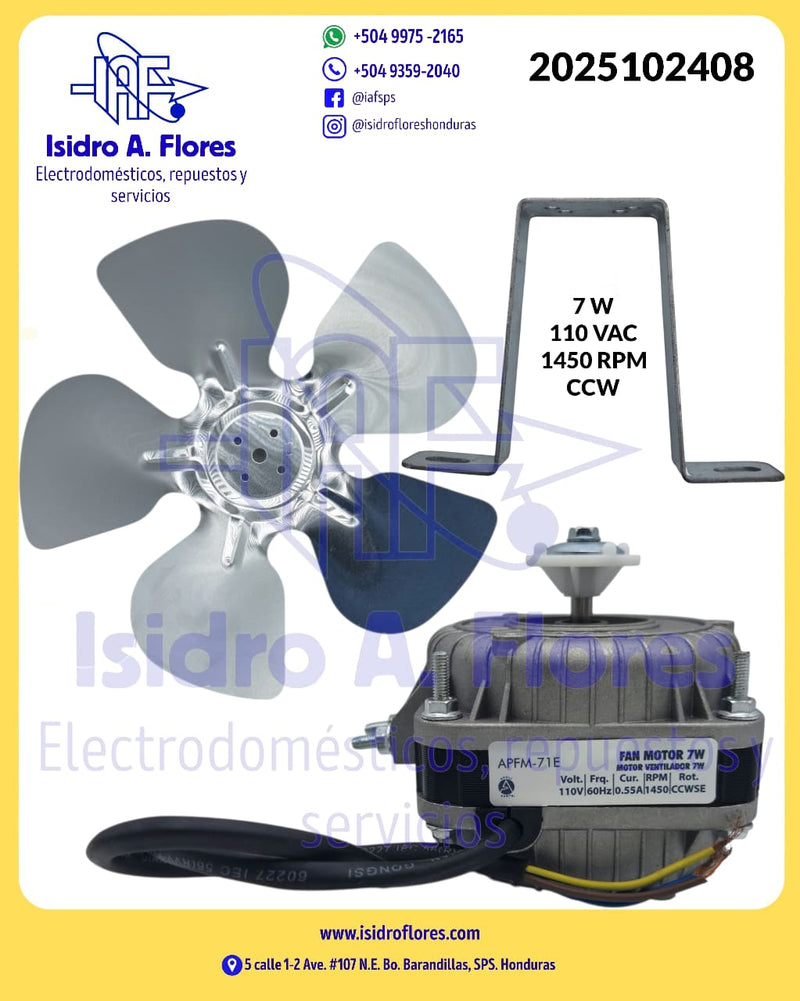 Motor cond tipo vitrina ELCO  7W CCW  110V 0.55A 1450RPM
