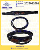 Brazalete de piedra y cuero oscuro