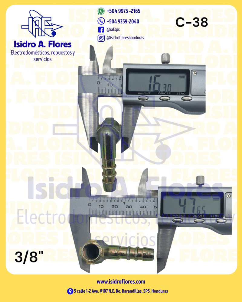 Codo 3/8 para estufa a gas