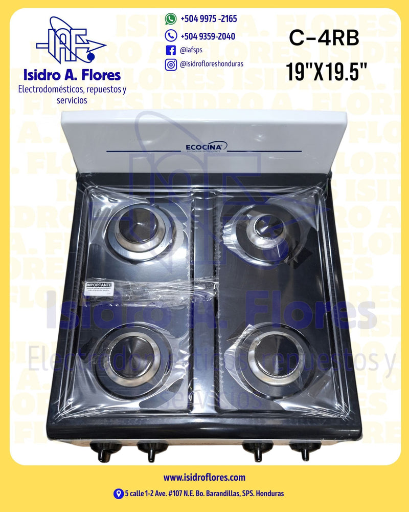 Estufa 4 quemadores Ecocina de mesa blanca con respaldo