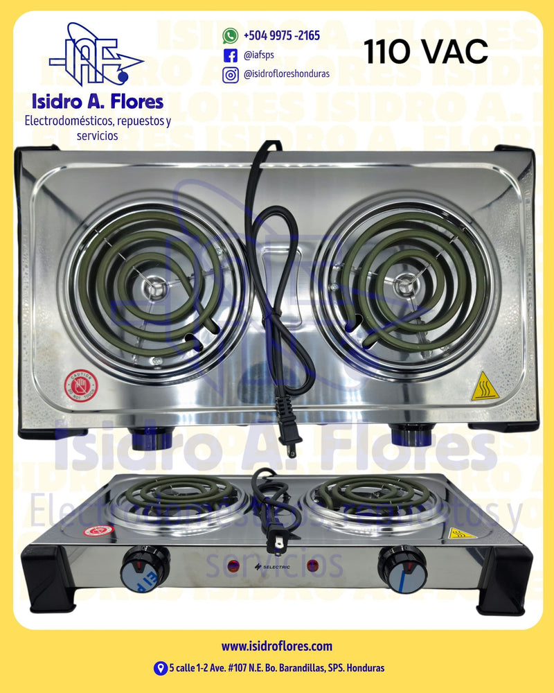 Estufa elécrica dos quemadores acero inoxidable