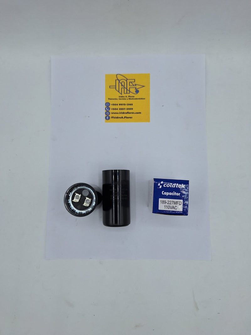 Capacitor  arranque, baquelita  110VAC 189-227uF para lavadora