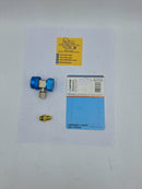 Cople rápido angulado, azul, baja presión con adaptador Coldtek