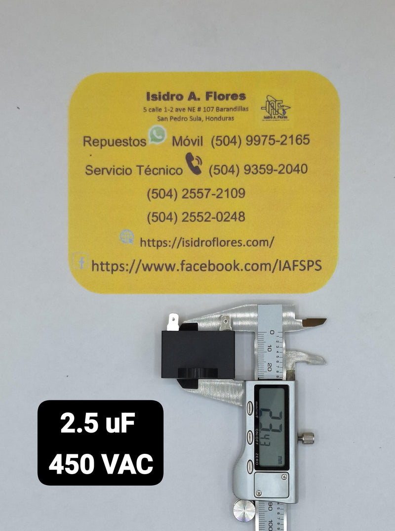 Capacitor de trabajo para aire acondicionado y minisplit 2.5uF /450V