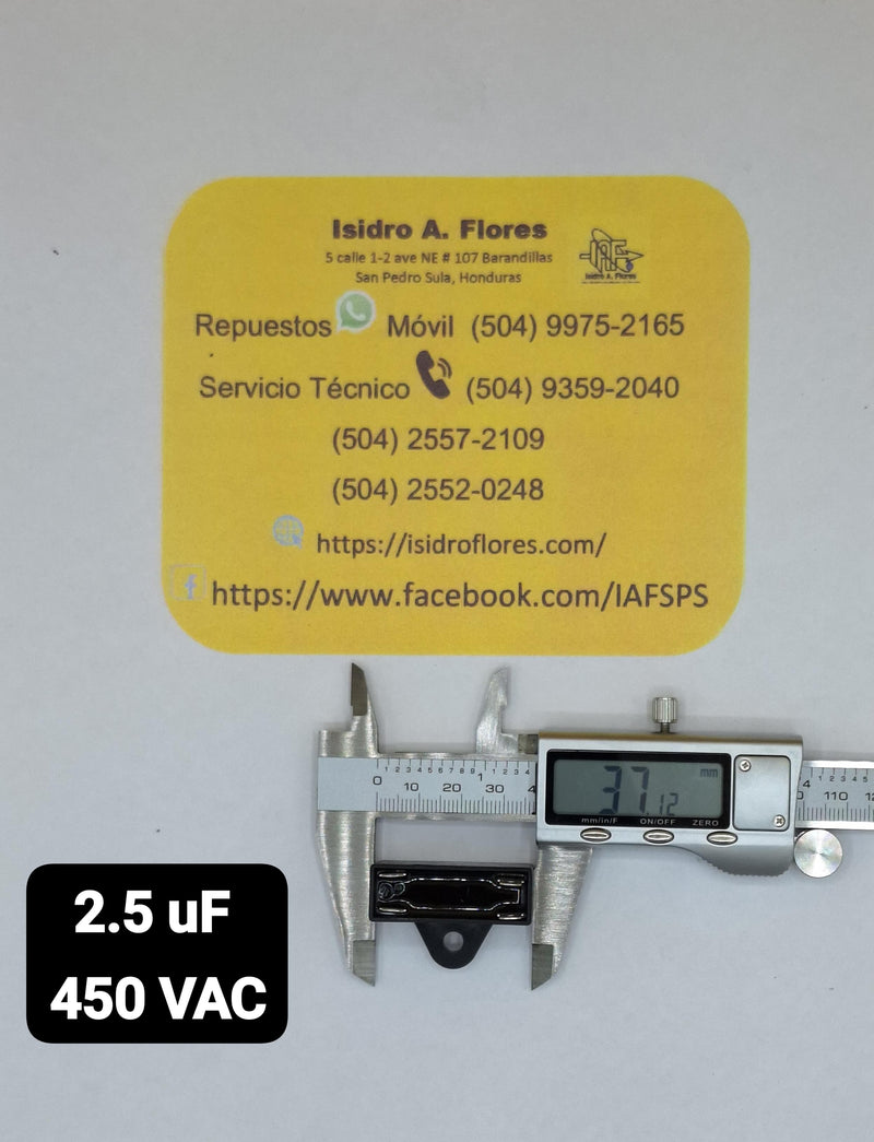 Capacitor de trabajo para aire acondicionado y minisplit 2.5uF /450V