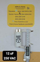 Capacitor trabajo plástico, 12uF, 250VAC, lavadora y bomba sumergible