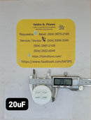 Capacitor trabajo, plástico, 20uF, 250VAC, 2 postes de lavadora