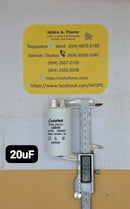 Capacitor trabajo, plástico, 20uF, 250VAC, 2 postes de lavadora