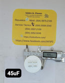 Capacitor trabajo plástico, 45uF, 250VAC, lavadora y bomba sumergible