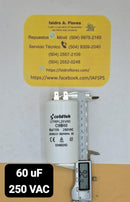 Capacitor trabajo plástico,60uF,250VAC, lavadora y bomba sumergible