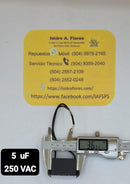 Capacitor de ventilador dos cables negros 5UF+5%  / 250V