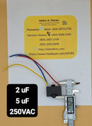Capacitor  trabajo cuadrado, 3 cables  ventiladores 2uF +5uF /250V