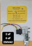 Capacitor de ventilador cuadrado 3 cables 2uF -6uF /250V