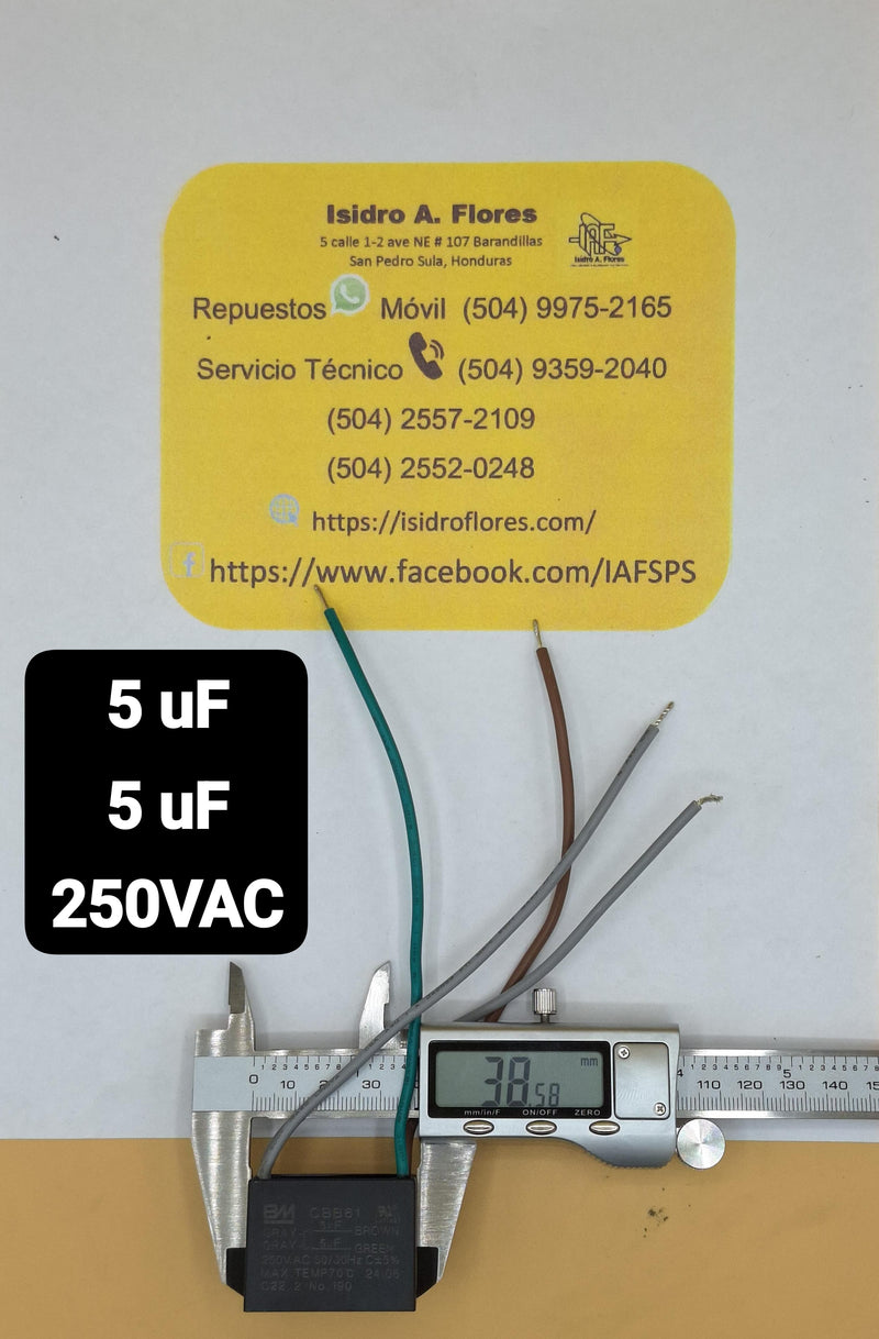 Capacitor de ventilador dual 250V 5UF +5UF