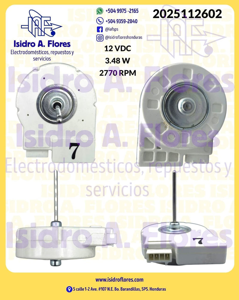 Motor evaporador genérico sirve Samsung 12VDC, 3.48W, 2770RPM