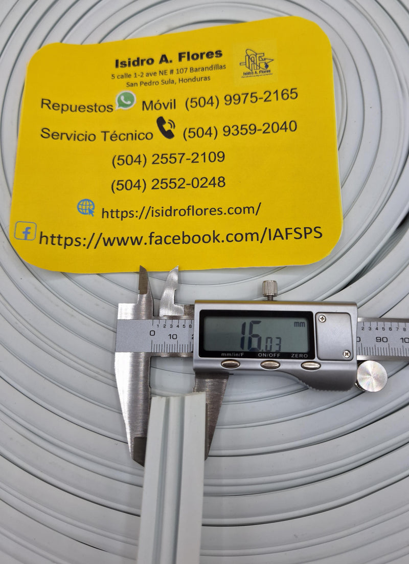 Empaque perfil ceja larga  blanca rollo apróximadamente 12m 25D309
