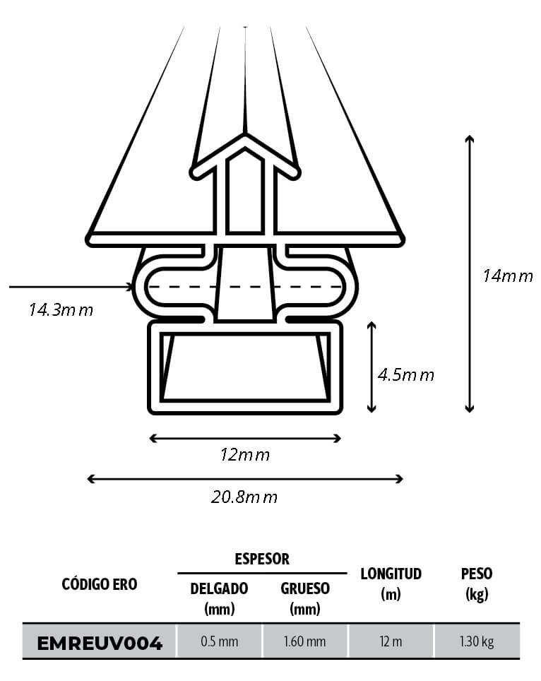 Empaque perfil arpón negro rollo áproximadamente 12m  sirve Whirlpool