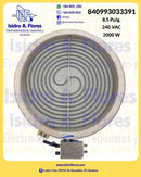 Resistencia estufa  vitrocerámica genérica, ERP sirve GE DEXT 8.5"