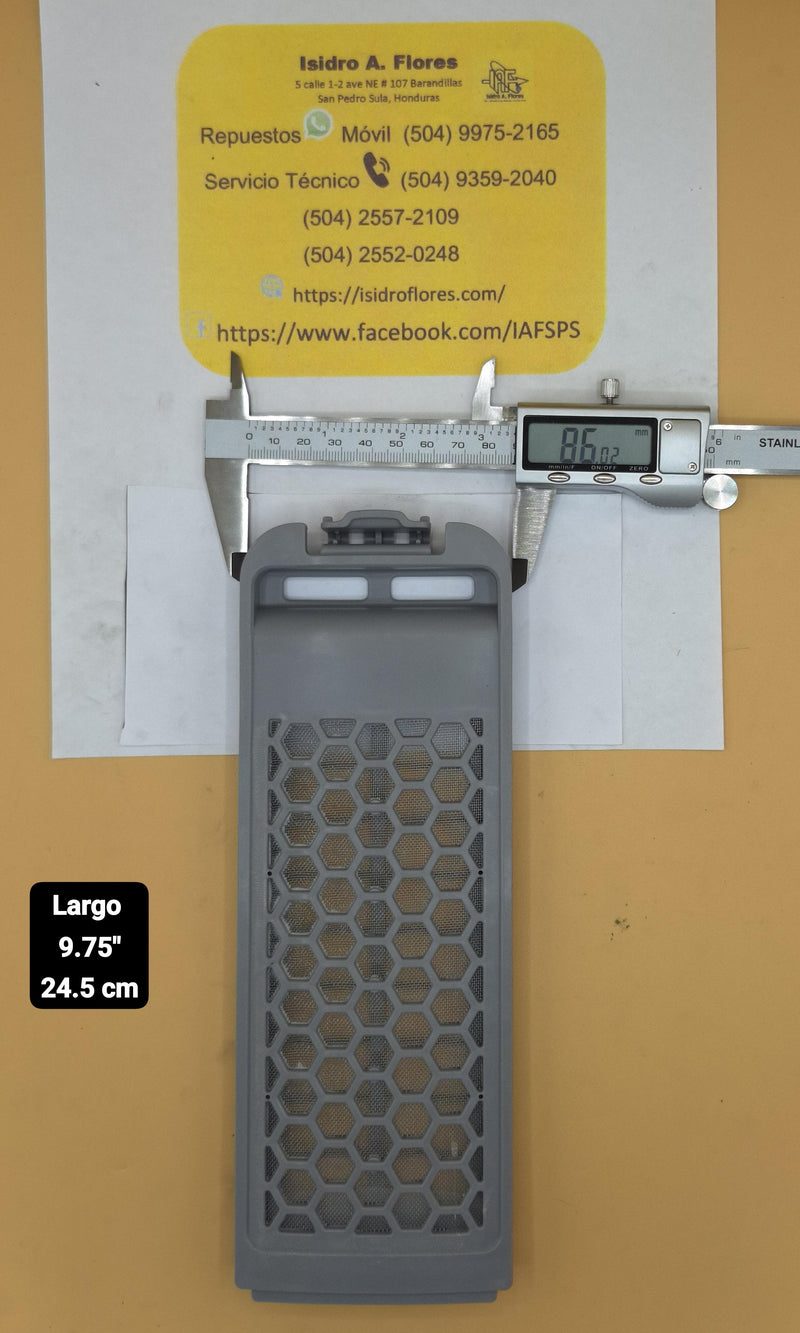 Filtro gris para lavadora sirve Samsumg medidas 8.5 x 24 x 2 cm