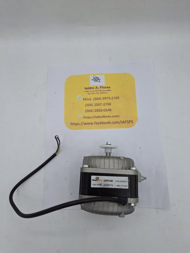 Motor condensador Gen Pro 18w 115v 1550 RPM incluye base y aspa