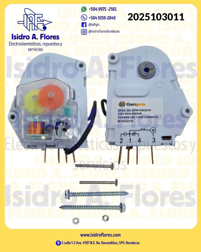 Timer refrigeradora genérico Genpro sirve Whirlpool 8H 21M, 2,1,4,3