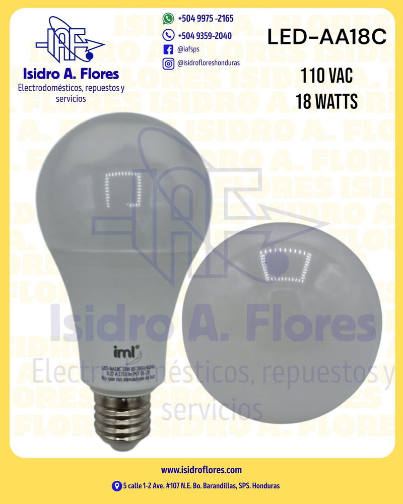 Foco Led Iml Foco Led 18W tipo 'A' marca IML | Isidro A. Flores