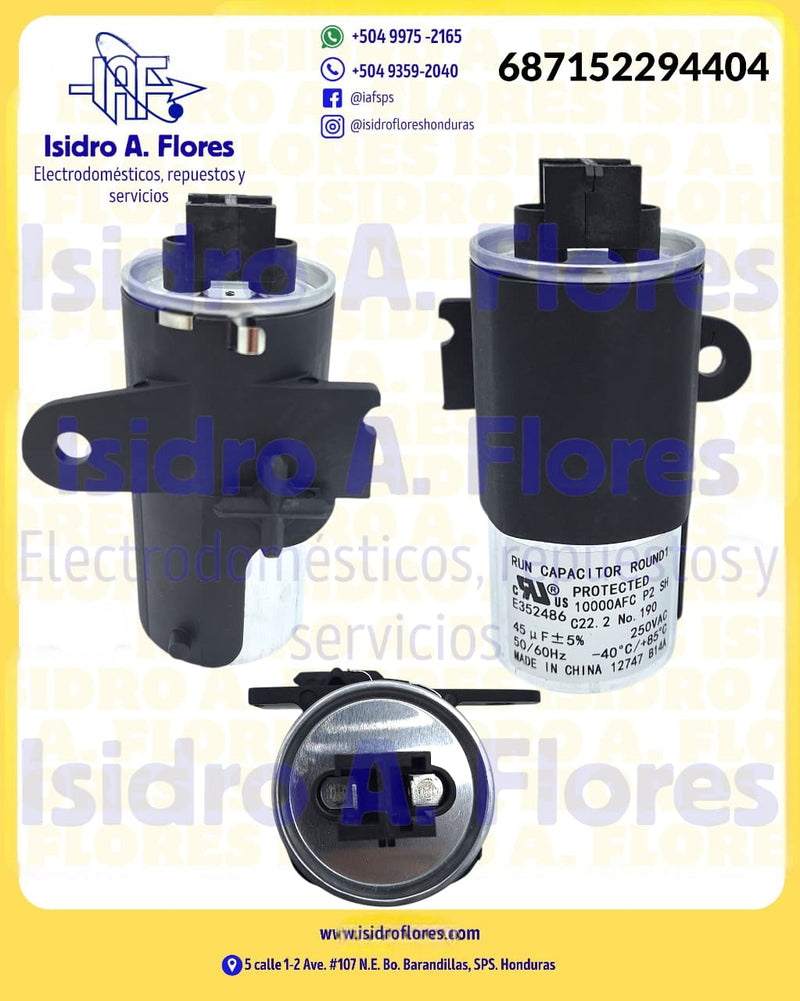 Capacitor de lavadora marca Supco para Whirlpool 45UF+5% 250V