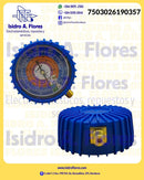 Manómetro azul de baja Coldtek  R410, R22 y R404 70MM diam 500PSI