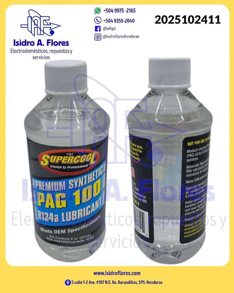 Lubricante o ceite para compresor R134a 8oz. (237 Ml)  PAG 100