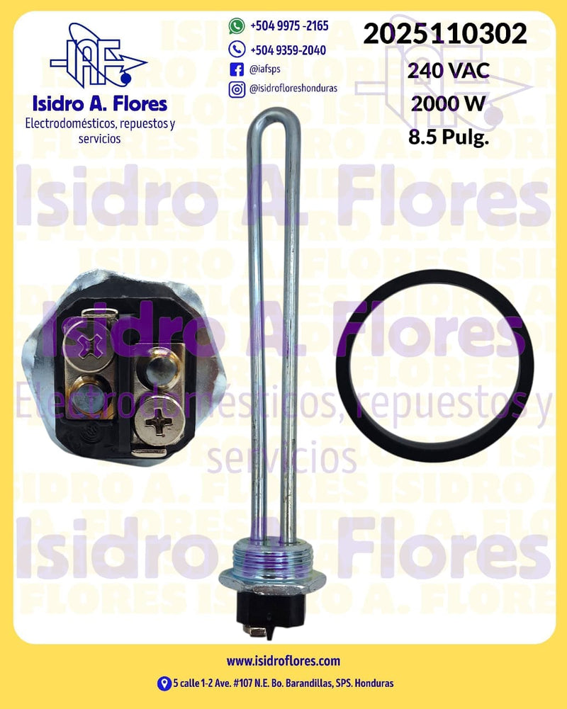 Resistencia de calentador de agua Backer, 2000W,  8.5", 240V