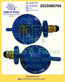 Regulador azul de gas LPG con maneral y salida de manguera