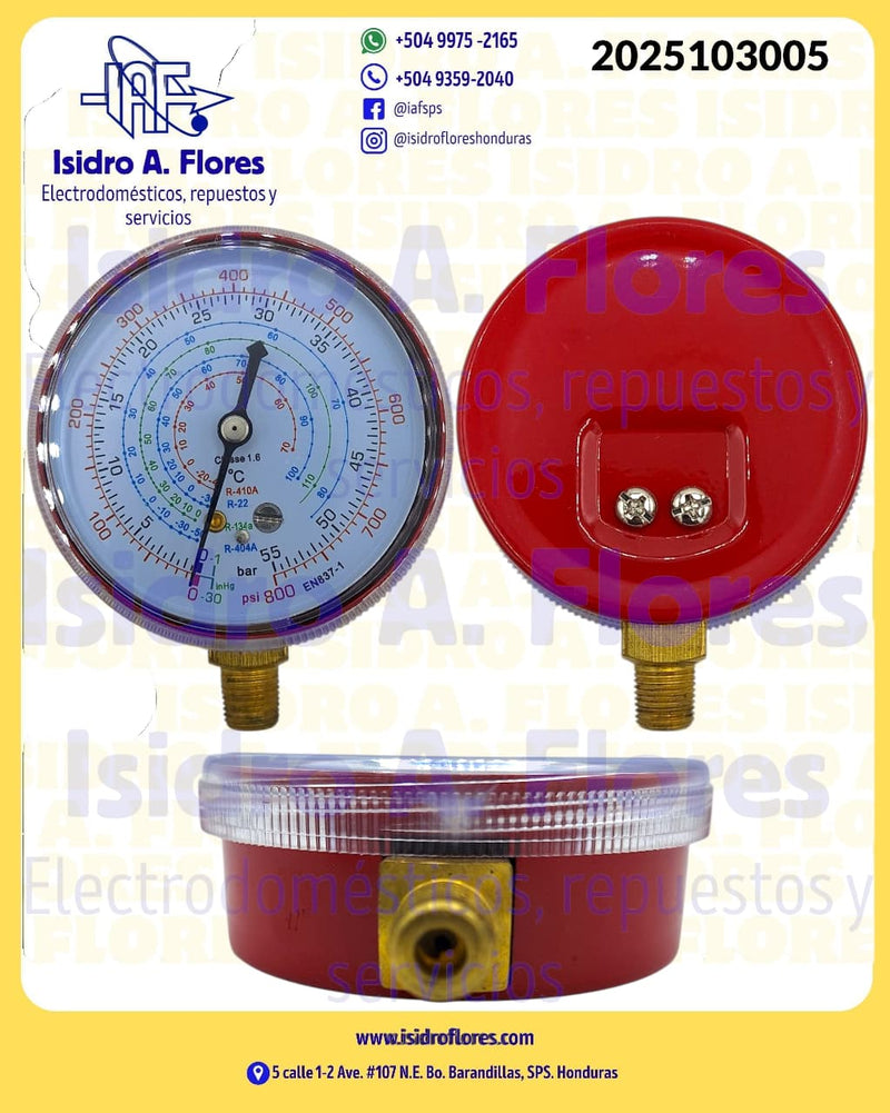 Reloj manifold rojo de alta  R410, R22, R404A, R134A