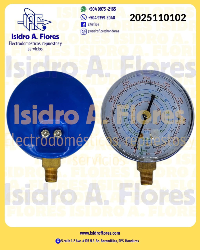Reloj Manifold azul de baja  R410A, R22, R404A, R134A