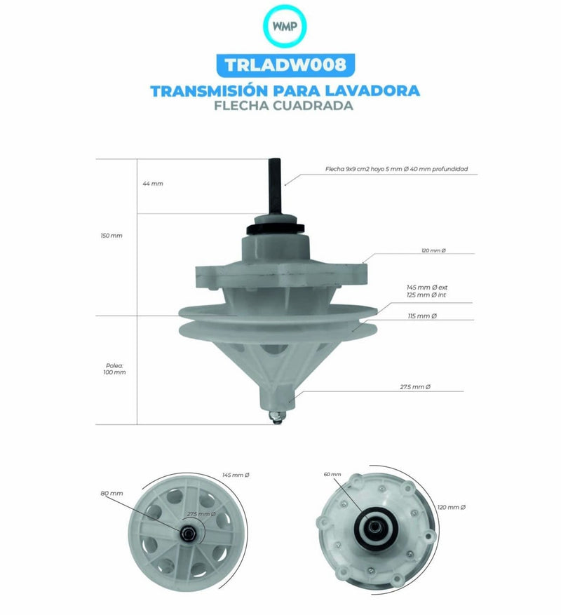 Transmisión, plástico WMP flecha cuadrada 9mm, 43mm sirve Daewoo