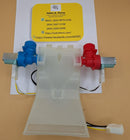 Valvula entrada de lavadora genérica con sensor, curva , rojo y azul