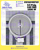 Resistencia genérica vitrocerámica DEXT6.5" 1200W sirve Whirlpool 240V