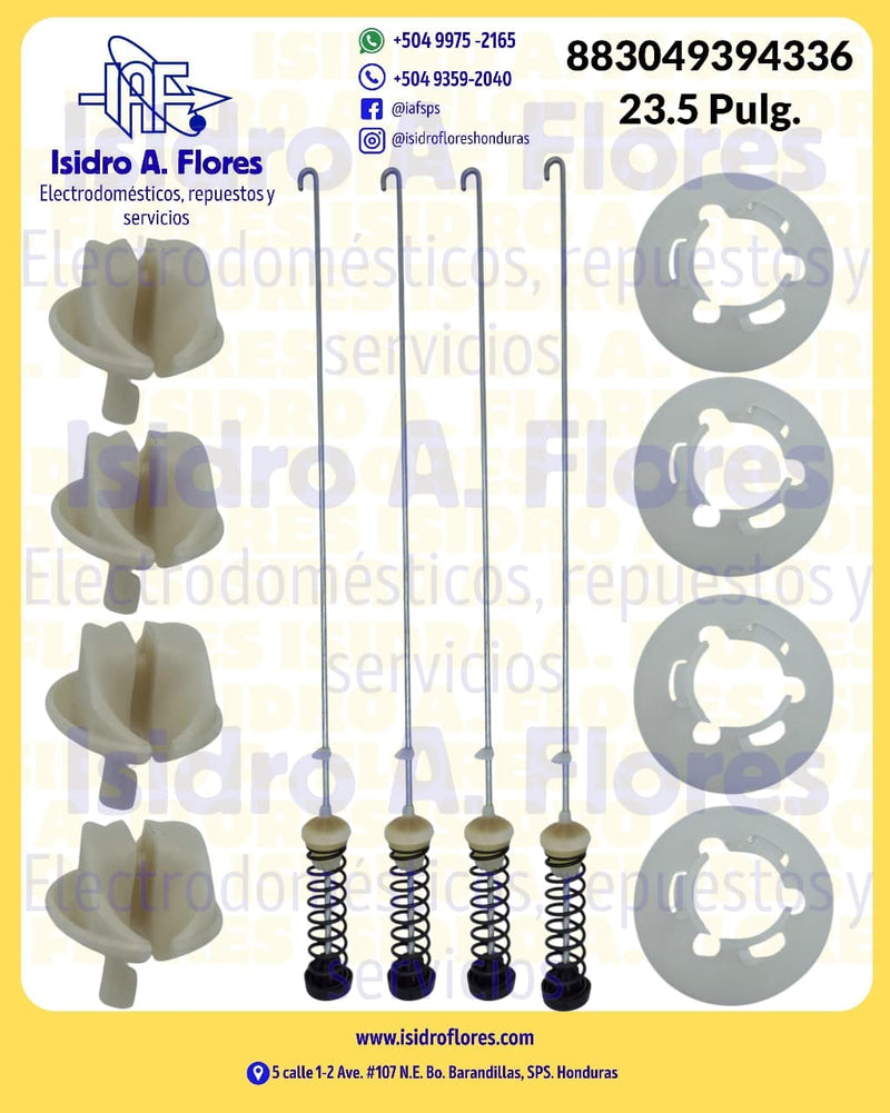 Suspensión lavadora original Whirlpool ,  23.5" ó 60 Cms set 4 piezas