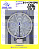 Resistencia DEXT 8" vitrocerámica genérica  sirve Whirlpool 1500W 240V