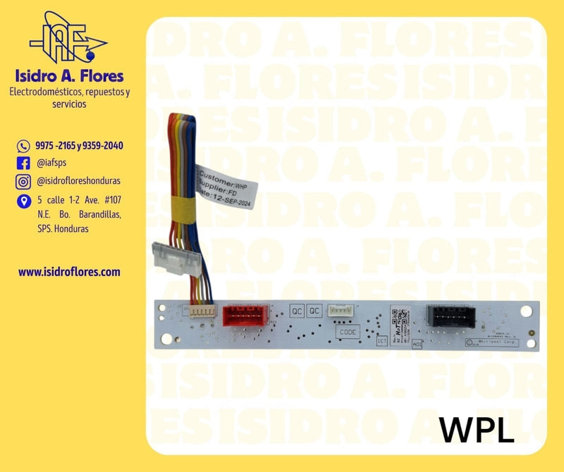 Placa de botones led display Robin original, lavadora Whirlpool