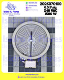 Resistencia genérica vitrocerámica DEXT 6.5"  240V, 1500W Sirve GE