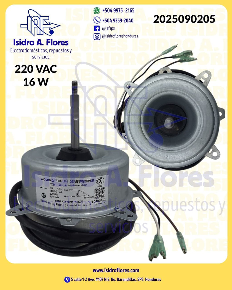 Motor de minisplit condensador original 220V, 16W, 12BTU
