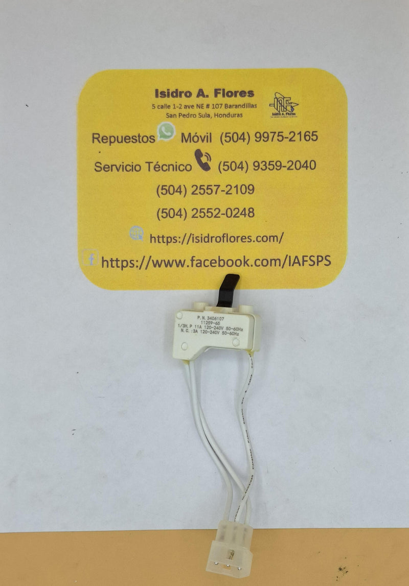 Switch interruptor puerta de secadora 3 cables blancos sirve Whirlpool