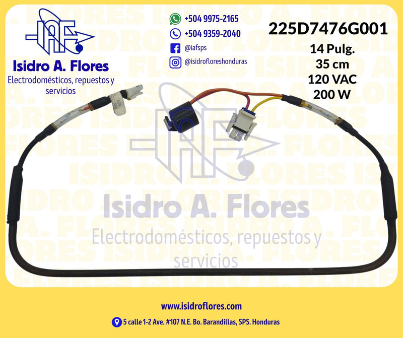 Resistencia tubular original GE  de  14"  ó 35 Cm con bimetal